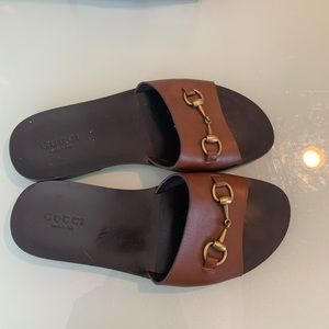 Gucci Men's Black Leather Slide Sandal